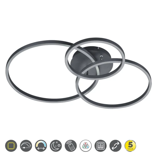 Lampa sufitowa WINONA Czarny mat LED PILOT DIM RGBW 28W 2700-6500K Trio 670810632 | 4017807503524 noxbox lampynox www.lampynox.pl