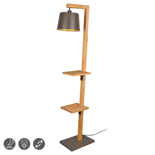 Lampa podłogowa z półkami RODRIGO Brąz | Nikiel antyczny E27 Trio 402690167 | 4017807502688 noxbox lampynox www.lampynox.pl