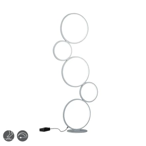 RONDO Srebrny LED DIM Ściemnialny 36W 3000K Lampa podłogowa