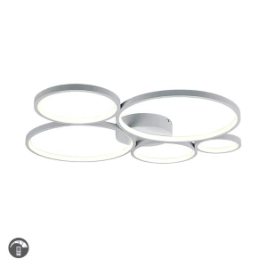 RONDO Srebrny LED Ściemnialny 49W 3000K Lampa sufitowa