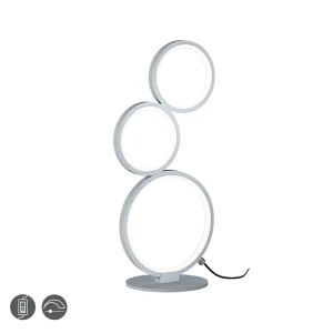 RONDO Srebrny LED DIM Ściemnialny 17W 3000K Lampka stołowa