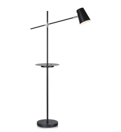 Lampa podłogowa z półką LINEAR czarna E14 Gniazdo USB Markslojd 107307 | 7330024577459 noxbox lampynox www.lampynox.pl