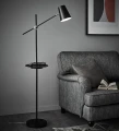 Lampa podłogowa z półką LINEAR czarna E14 Gniazdo USB Markslojd 107307 | 7330024577459 noxbox lampynox www.lampynox.pl