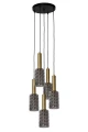 Lampa wisząca CORALIE Złoty mat | Mosiądz | Przydymiony 5xE27 Lucide 45498/05/02 | 5411212451613 noxbox lampynox www.lampynox.pl
