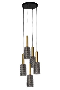 CORALIE Złoty mat | Mosiądz | Przydymiony 5xE27 Lampa wisząca Lucide 45498/05/02