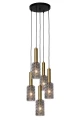 Lampa wisząca CORALIE Złoty mat | Mosiądz | Przydymiony 5xE27 Lucide 45498/05/02 | 5411212451613 noxbox lampynox www.lampynox.pl