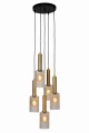 Lampa wisząca CORALIE Złoty mat | Mosiądz | Przeźroczysty 5xE27 Lucide 45498/05/60 | 5411212452009 noxbox lampynox www.lampynox.pl
