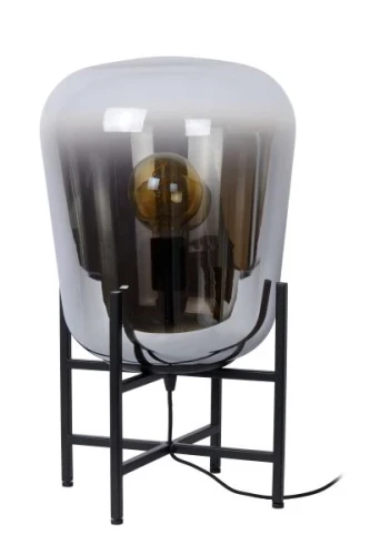 Lampa stołowa GLORIO szary przydymiony | czarny Ø 32 cm E27 Lucide 25502/32/65 | 5411212250995 noxbox lampynox www.lampynox.pl