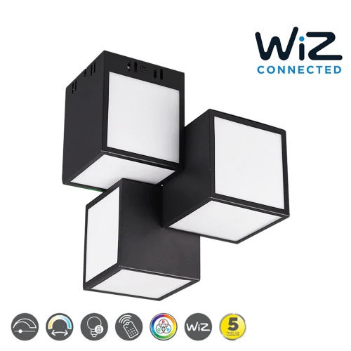Lampa sufitowa OSCAR LED Czarny mat 3x8W sterowana aplikacją WIZ RGBW 3000-6000K Trio 652810332 | 4017807469196 noxbox lampynox www.lampynox.pl