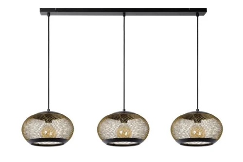 Lampa wisząca potrójna LUCAS złoty mat | mosiądz | czarny 3xE27 Lucide 45400/03/02 | 5411212452030 noxbox lampynox www.lampynox.pl