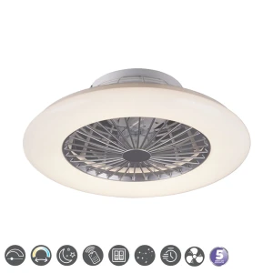 STRALSUND Tytanowy z wentylatorem, LED 30W, Pilot, efekt świecenia gwiaździsty, barwa światła zmienna Lampa sufitowa ściemnialna RL R62522187