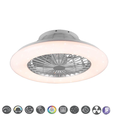 Lampa sufitowa ściemnialna z wentylatorem STRALSUND Tytanowy , LED RGBW 30W, Pilot, efekt świecenia gwiaździsty, barwa światła zmienna RL R62522987 | 4017807491128 noxbox lampynox www.lampynox.pl