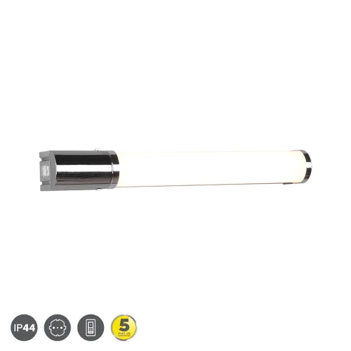 Kinkiet łazienkowy z włącznikiem PIERA Chrom gniazdo elektryczne szer.41cm. LED 8W 3000K IP44 Trio 284074206 | 4017807507676 noxbox lampynox www.lampynox.pl