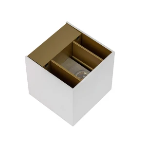 CUBE Biało - Złoty kinkiet IP54 2x4,6W OXYLED OXYCUBE-9W-C/Z