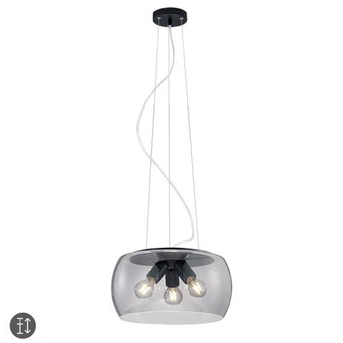 Lampa wisząca VALENTE Antracyt / przydymione szkło  3 x E27 Trio 300600342 | 4017807467345 noxbox lampynox www.lampynox.pl
