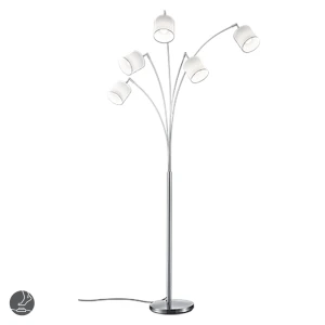 TOMMY Nikiel mat | Biały 5xE14 Lampa podłogowa stojąca pięcioramienna RL R46330501