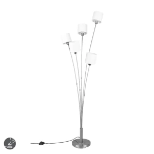 TOMMY Nikiel mat | Biały 5xE14 Lampa podłogowa stojąca pięcioramienna RL R46335901