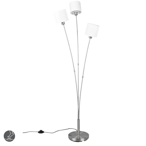 Lampa podłogowa stojąca trójramienna TOMMY Nikiel mat | Biały 3xE14 RL R46333901 | 4017807507560 noxbox lampynox www.lampynox.pl