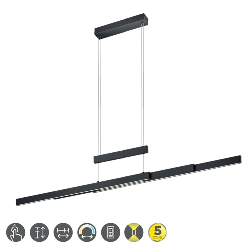 Lampa wisząca TRAJAN Czarny mat LED DIM 42W 2700K-5000K ściemnialna Trio 375310532 | 4017807472233 noxbox lampynox www.lampynox.pl