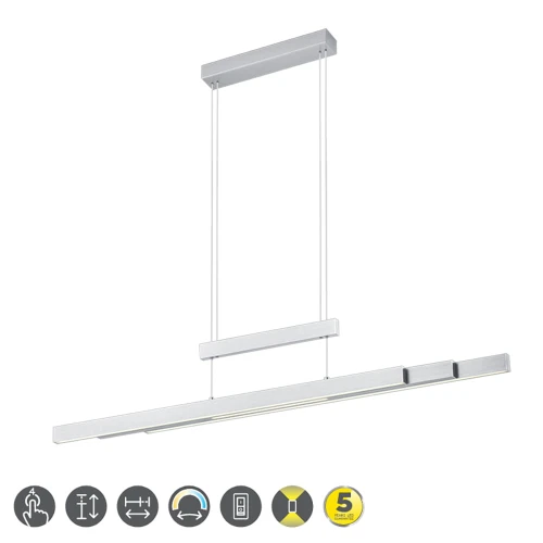 Lampa wisząca TRAJAN Nikiel mat LED DIM 42W 2700K-5000K ściemnialna Trio 375310507 | 4017807472226 noxbox lampynox www.lampynox.pl