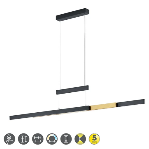 Lampa wisząca TRAJAN Czarny mat | Mosiądz mat LED DIM 45W 2700K-5000K ściemnialna Trio 375310502 | 4017807504446 noxbox lampynox www.lampynox.pl