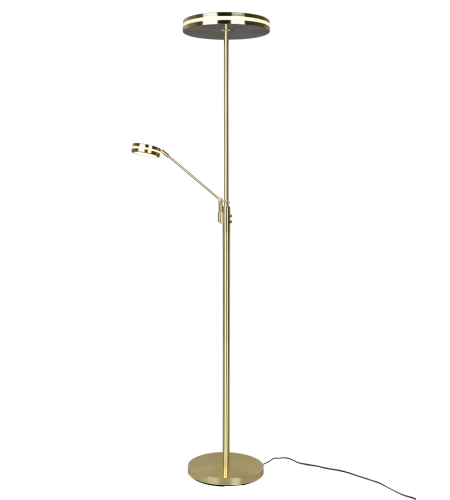 Lampa podłogowa ściemnialana FRANKLIN mosiądz mat LED DIM 35W+6,5W 2700+3200+4000K Trio 426510208 | 4017807525298 noxbox lampynox www.lampynox.pl