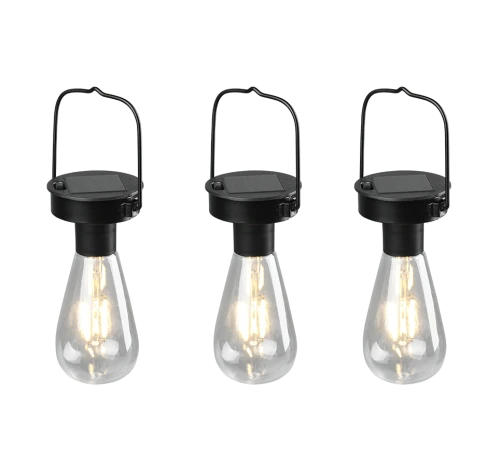 Zestaw trzech lamp wiszących dekoracyjnych CAMPUS 3xLED czujnik zmierzchu IP44 Zasilanie solarne RL R35146132 | 4017807529432 noxbox lampynox www.lampynox.pl