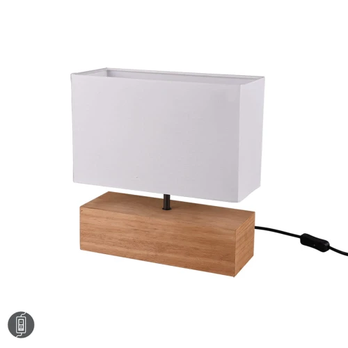 Lampka stołowa WOODY  Biała / Drewno E27 RL R50181030 | 4017807470819  noxbox lampynox www.lampynox.pl