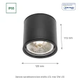CHLOE AR111 GU10 IP65 okrągła czarna nieruchoma oprawa natynkowa downlight SLIP005032 | 5902650573765 lampy nox noxbox www.lampynox.pl