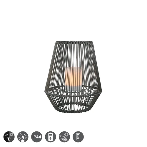 Lampa dekoracyjna zewnętrzna MINEROS Czarna wys. 30cm. Efekt płomienia Czujnik zmierzchu RL R55256111 noxbox lampynox www.lampynox.pl