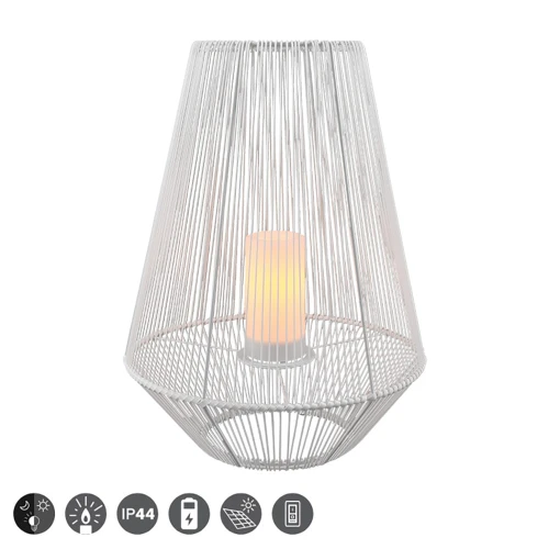 Lampa dekoracyjna zewnętrzna MINEROS Biała wys. 51cm. Efekt płomienia Czujnik zmierzchu RL R55256901 | 4017807492088 noxbox lampynox www.lampynox.pl