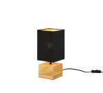 WOODY Czarna / Drewno E14 Lampka stołowa