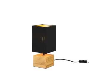 WOODY Czarna / Drewno E14 Lampka stołowa
