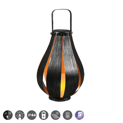 Lampa dekoracyjna zewnętrzna MONTERO Antyczne srebro wys. 33cm. Efekt płomienia Czujnik zmierzchu RL R55266188 | 4017807492323 noxbox lampynox www.lampynox.pl