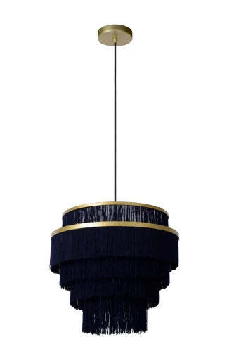 Lampa wisząca FRILLS niebieski | matowe złoto | mosiądz Ø 42cm E27 Lucide 03442/42/02 | 5411212031723 noxbox lampynox www.lampynox.pl