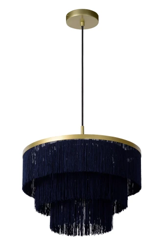 Lampa wisząca FRILLS niebieski | matowe złoto | mosiądz Ø 40cm E27 Lucide 03442/40/02 | 5411212031716 noxbox lampynox www.lampynox.pl