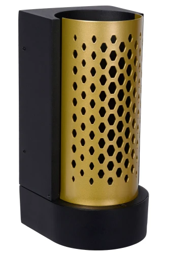 Kinkiet zewnętrzny KIRAN złoty mat | mosiądz | czarny LED 10W 2700K IP65 Lucide 45800/10/02 | 5411212452115 noxbox lampynox www.lampynox.pl
