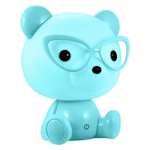 Lampa dekoracyjna LED Miś okularek niebieski Polux  