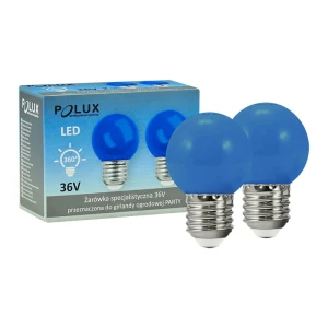 Żarówki G45 niebieskie 36V do girlandy party E27 (2 szt. w zestawie) Polux 